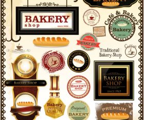 Bakery labels wiht sign and badge vector 01