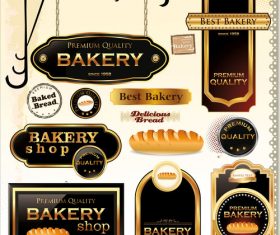 Bakery labels wiht sign and badge vector 02