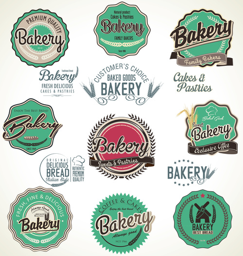 Bakery retro labels collection vector