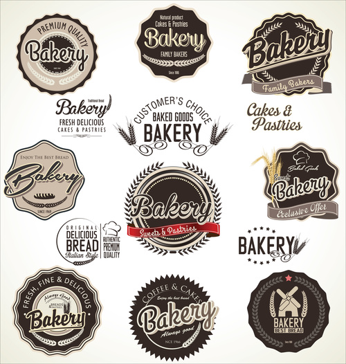 Bakery retro labels vector