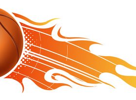 Basketball with fire flame vector 01