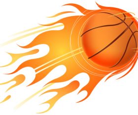 Basketball with fire flame vector 02