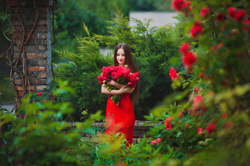Beautiful girl in the blossoming garden Stock Photo 03