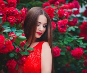 Beautiful girl in the blossoming garden Stock Photo 04
