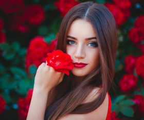 Beautiful girl in the blossoming garden Stock Photo 05