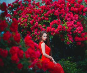 Beautiful girl in the blossoming garden Stock Photo 08