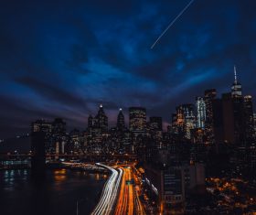 Beautiful modern urban cityscape at night Stock Photo