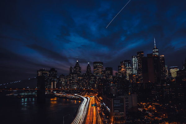 Beautiful modern urban cityscape at night Stock Photo