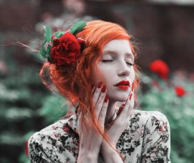 Beautiful red haired girl Stock Photo