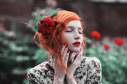 Beautiful red haired girl Stock Photo
