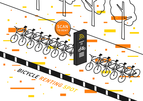 Bicycle renting app design vector 06