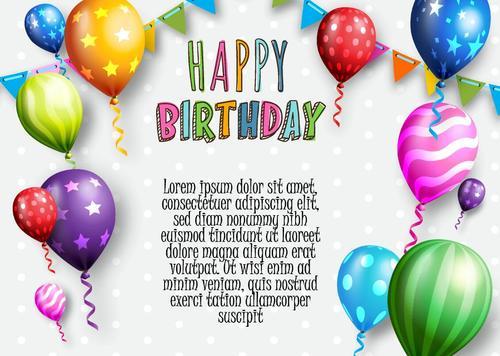 Birthday background with balloons confetti vector