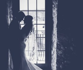 Black and white Retro wedding photos Stock Photo