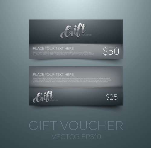 Black gift vouchers card template vector 01