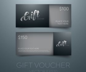 Black gift vouchers card template vector 02