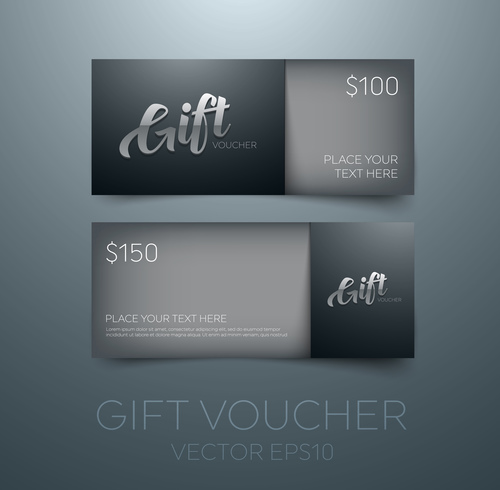 Black gift vouchers card template vector 02