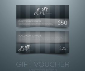 Black gift vouchers card template vector 03