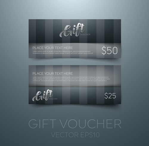 Black gift vouchers card template vector 03
