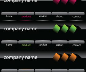 Black glass textures website menu vector material