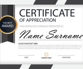 Black styles certificate template design vectors