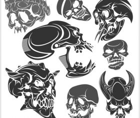 Blakc white skull head pattern for tattoos with t-shirt vector 01
