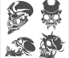 Blakc white skull head pattern for tattoos with t-shirt vector 02