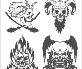 Blakc white skull head pattern for tattoos with t-shirt vector 04