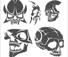 Blakc white skull head pattern for tattoos with t-shirt vector 05