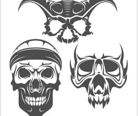 Blakc white skull head pattern for tattoos with t-shirt vector 06
