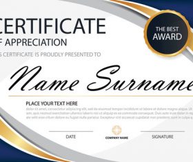 Blue certificate template design vectors 01