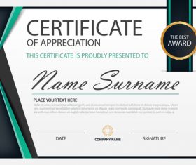 Blue certificate template design vectors 03