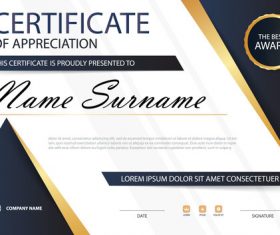 Blue certificate template design vectors 05