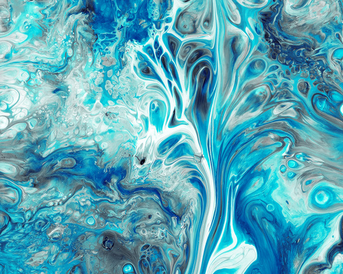 Blue liquid Marbling Painting Stock Photo 01