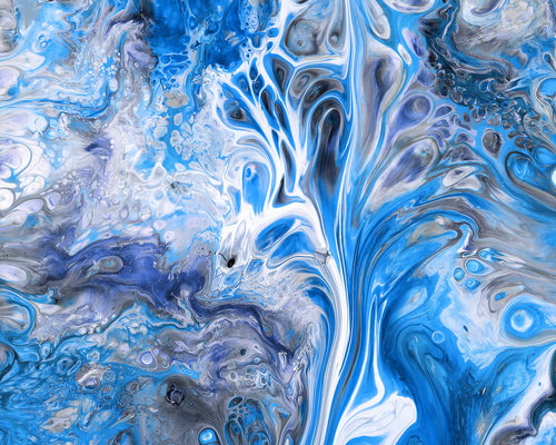 Blue liquid Marbling Painting Stock Photo 02