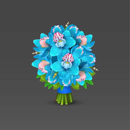 Blue orchid bouquet vector