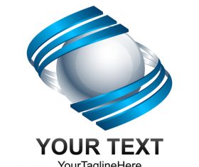 Blue spherical logo design vector 05