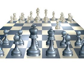 Blue with white chess board and figure chess vector