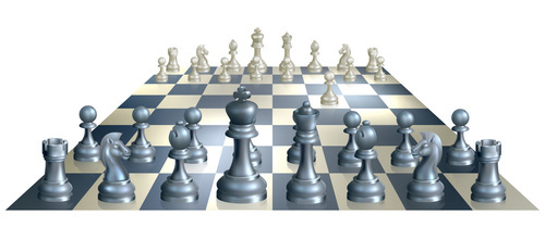 Blue with white chess board and figure chess vector