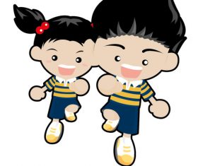 Boy and girl running vector