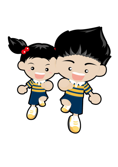 Boy and girl running vector free download