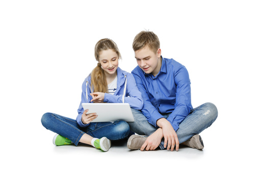 Boys and girls using tablet pc Stock Photo 01