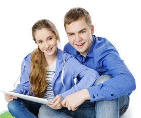 Boys and girls using tablet pc Stock Photo 03