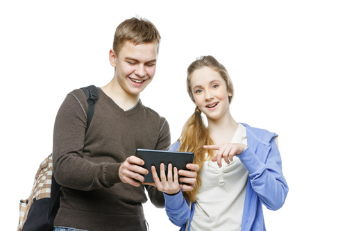 Boys and girls using tablet pc Stock Photo 04