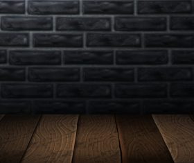 Brick wall with wooden board background vector