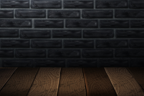 Brick wall with wooden board background vector