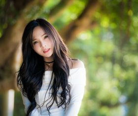 Brunette elegant asian woman Stock Photo