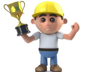 Builder goldcup cartoon vector