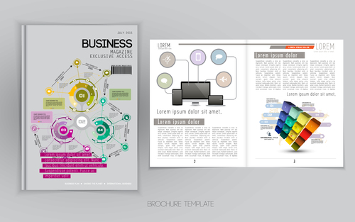 Business magazine cover with page vector template 03