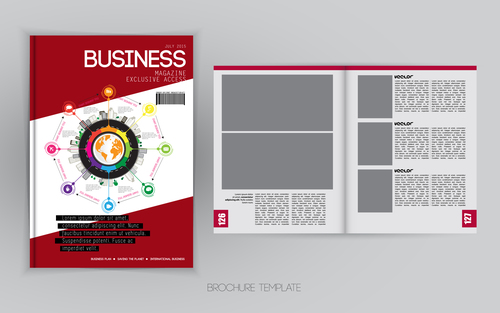 Business magazine cover with page vector template 04