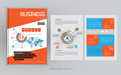 Business magazine cover with page vector template 06
